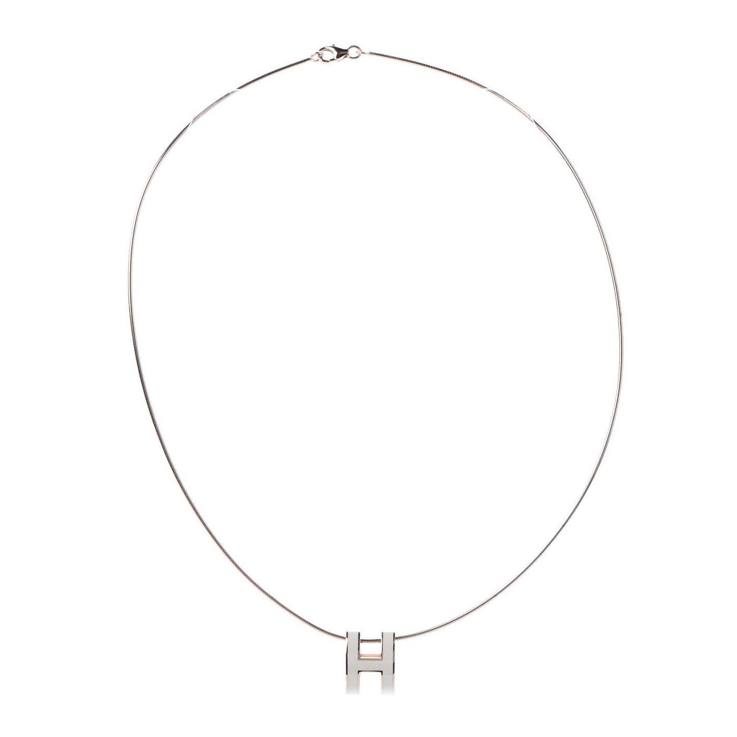 Lacquered Rose Gold Pop H Pendant Necklace Ecru