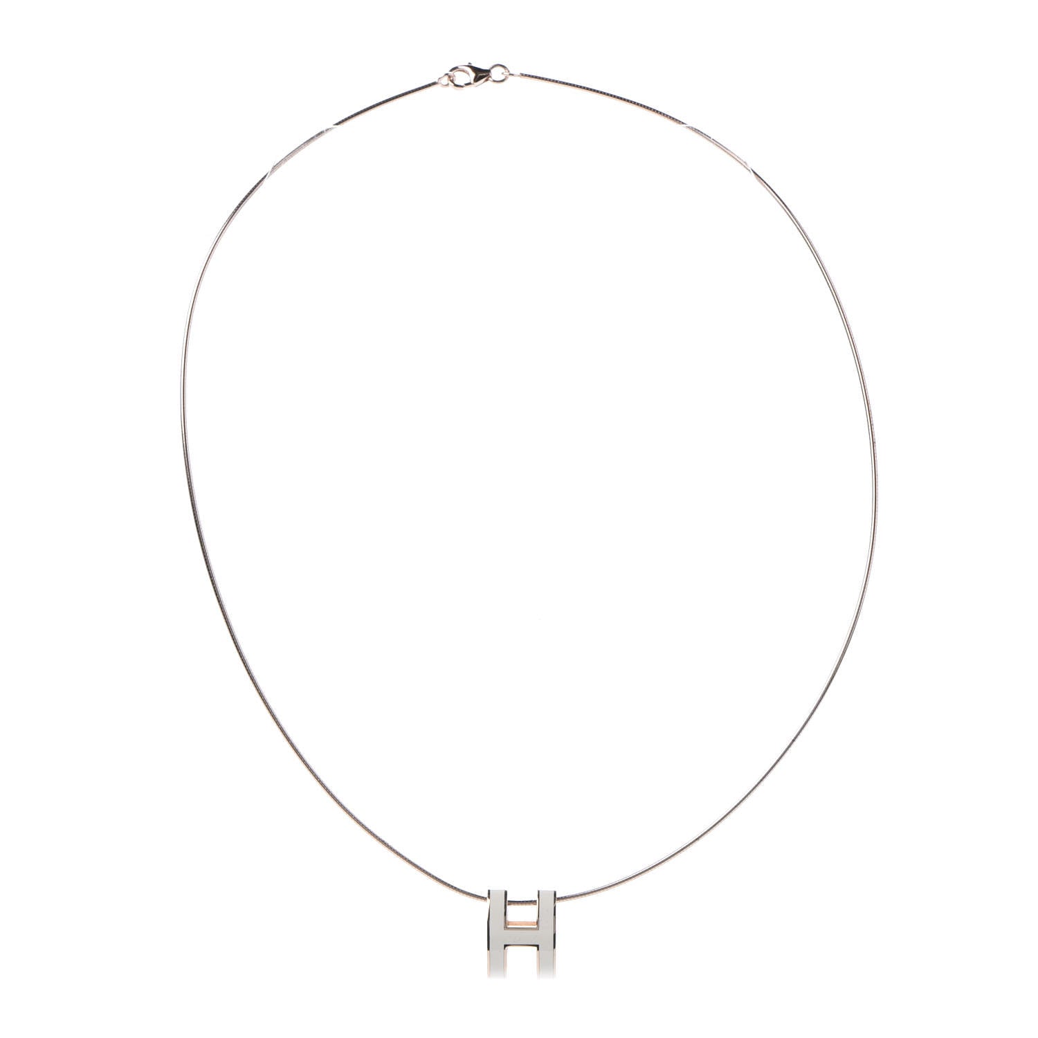 Hermes Lacquered Rose Gold Pop H Pendant Necklace Ecru 3 of 7