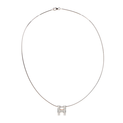 Hermes Lacquered Rose Gold Pop H Pendant Necklace Ecru 3 of 7