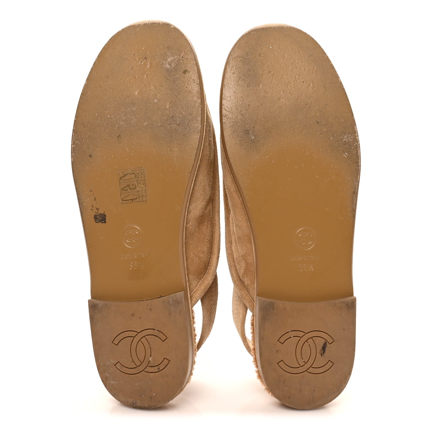 Chanel Suede Calfskin CC Slingback Loafers 38.5 Dark Beige 6 of 10