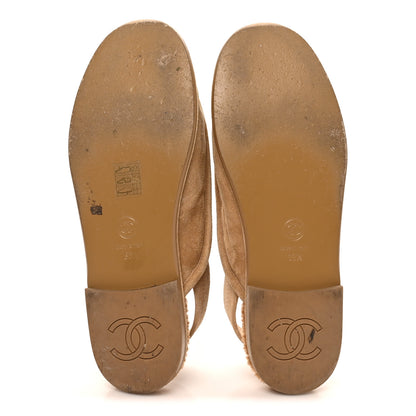 Chanel Suede Calfskin CC Slingback Loafers 38.5 Dark Beige 6 of 10