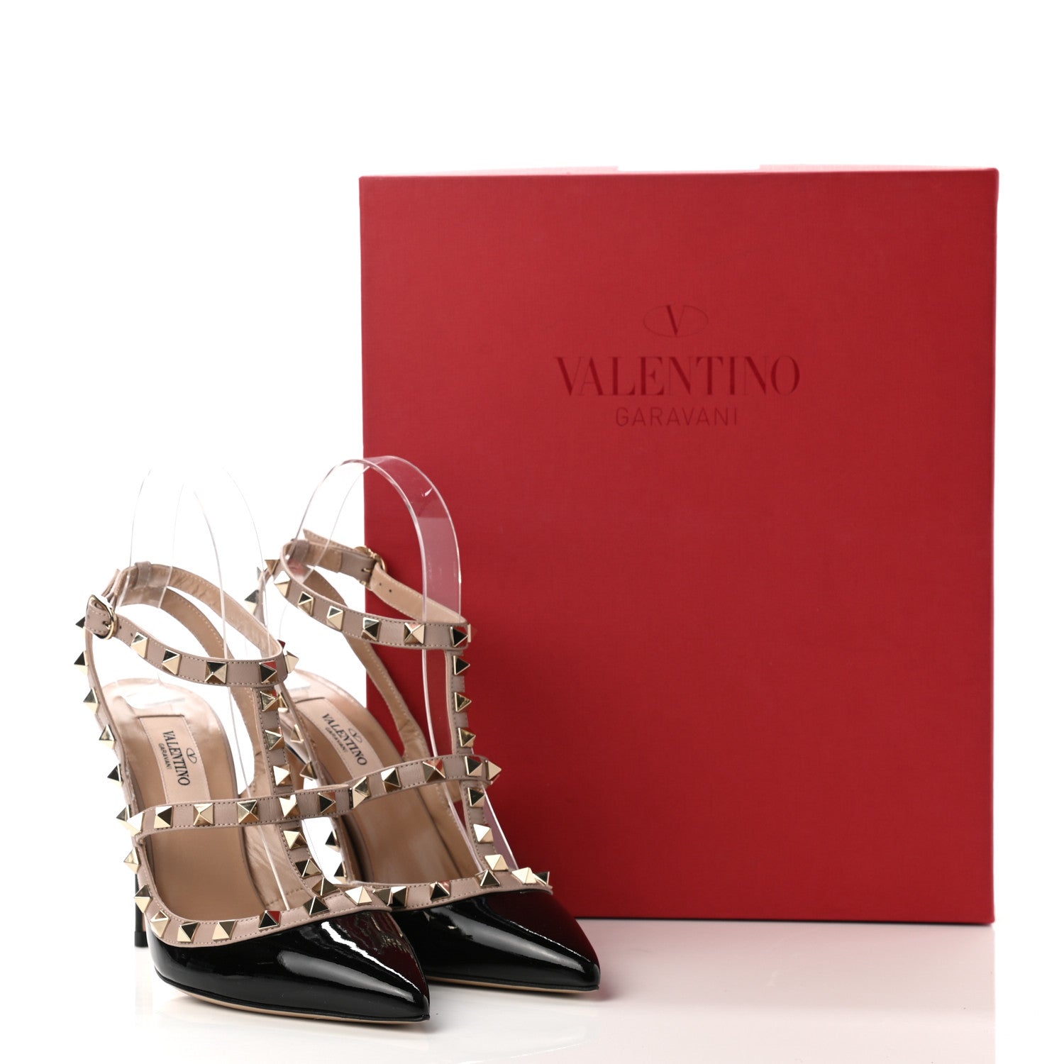 Valentino Garavani Patent Nappa Rockstud Ankle Strap 100mm Pumps 36 Black Poudre 8 of 8