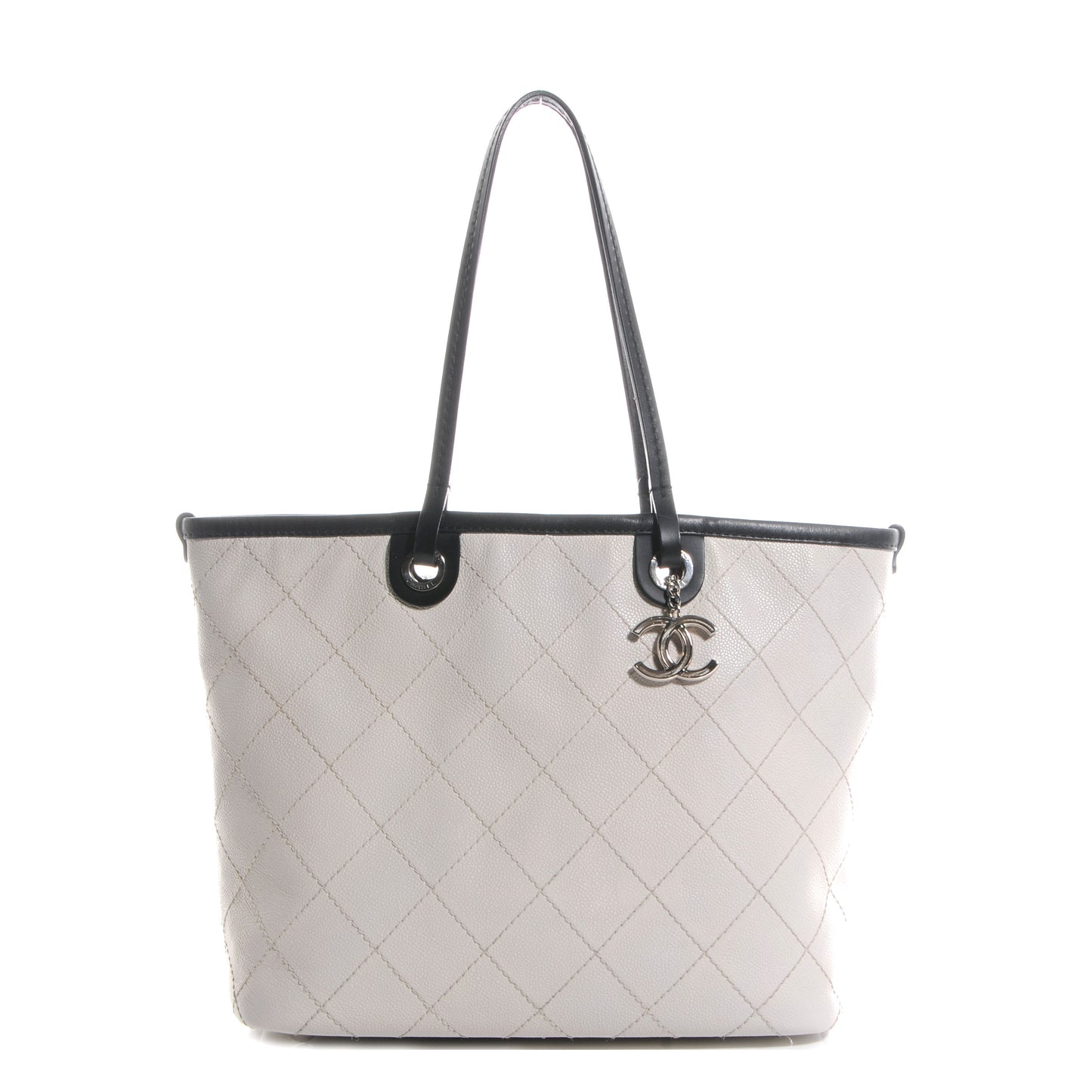 Grained Calfskin Shopping Fever Tote White