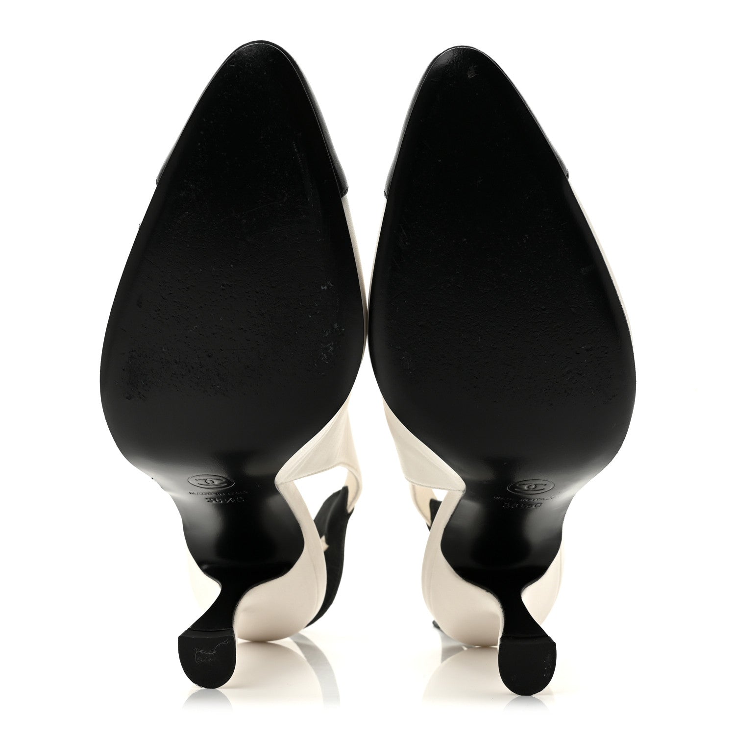Chanel Lambskin Slingback Pumps 36.5 White Black 6 of 12