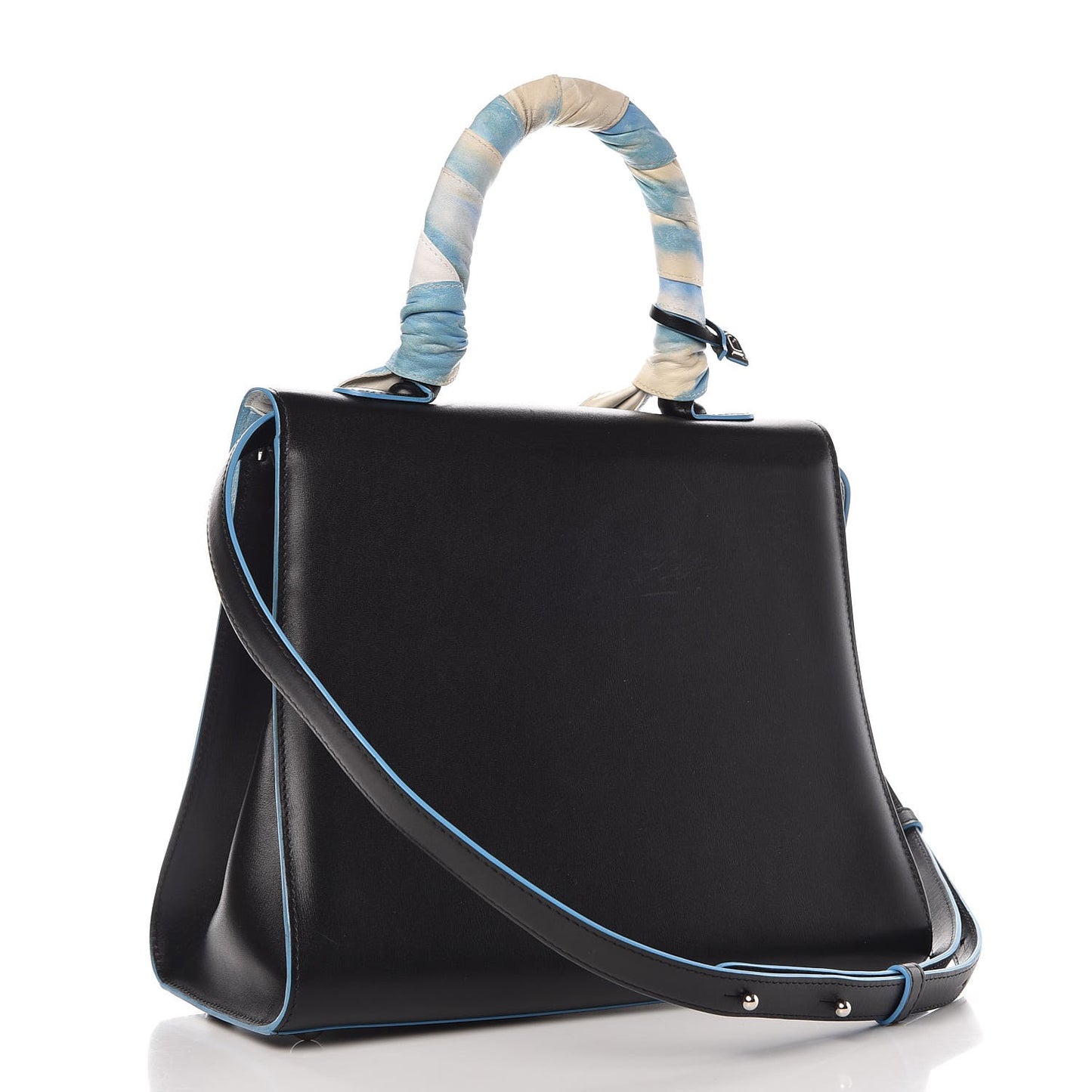 Box Calfskin Ribbons Dans Les Nuages MM Brillant Satchel Black