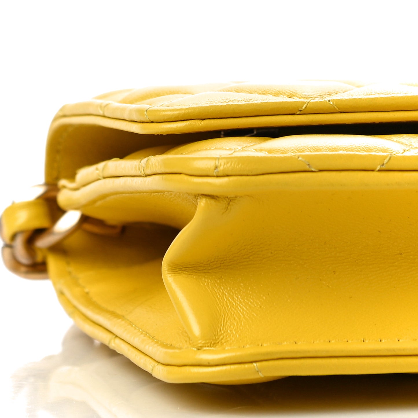 Lambskin Resin Quilted Wallet On Chain WOC Yellow