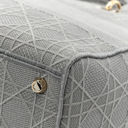 Christian Dior Canvas Embroidered Cannage Lady D-Lite Gray 17 of 18