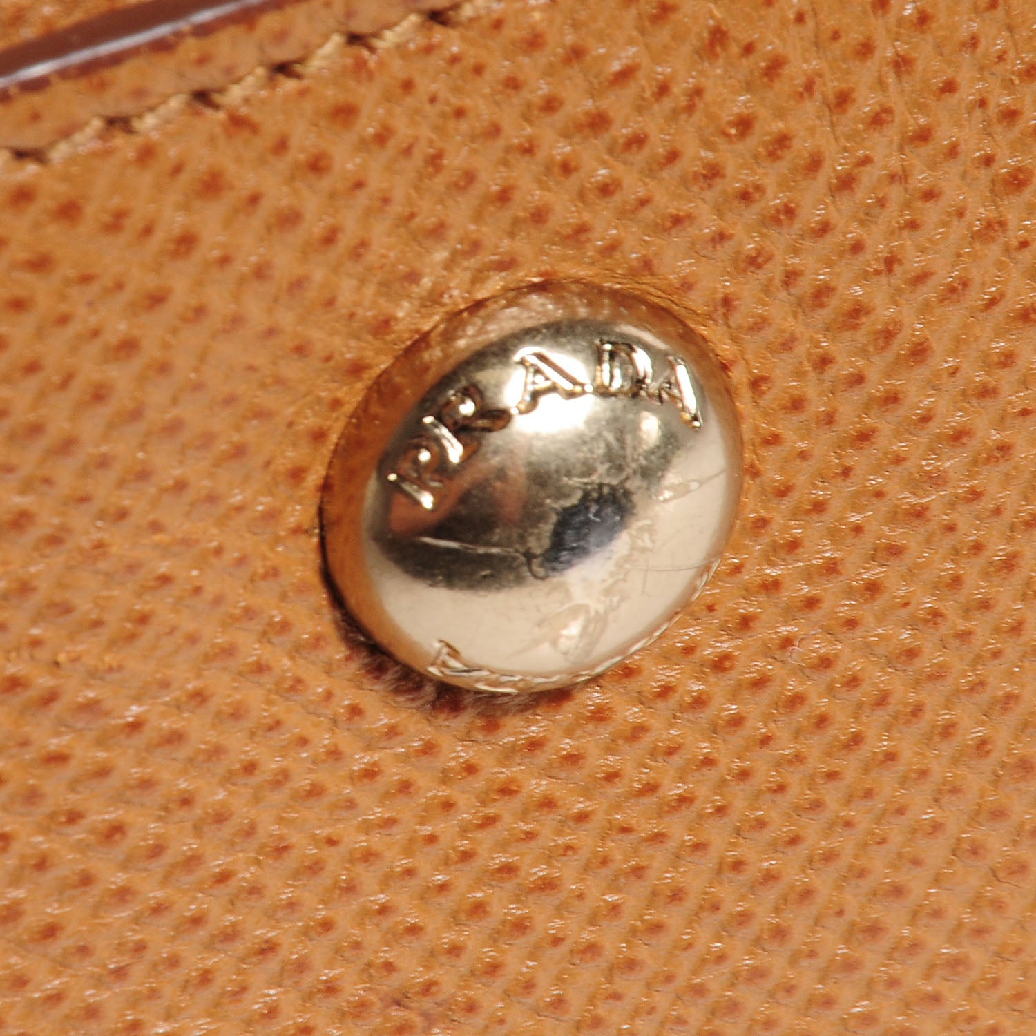 Prada Saffiano Cuir Large Top Handle Dome Caramel 4 of 12