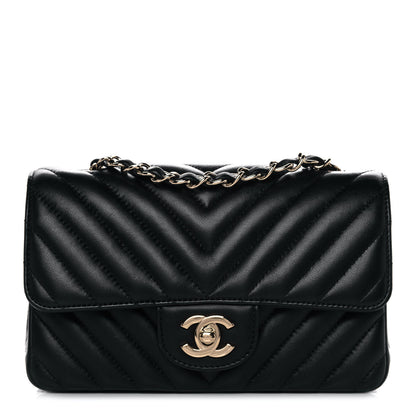 Chanel Lambskin Chevron Quilted Mini Rectangular Flap Black 1 of 12