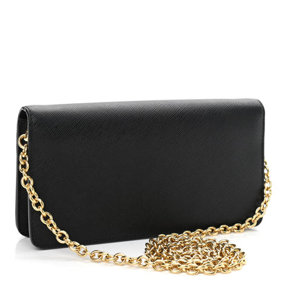 Prada Saffiano Metal Oro Mini Bag Black 2 of 9