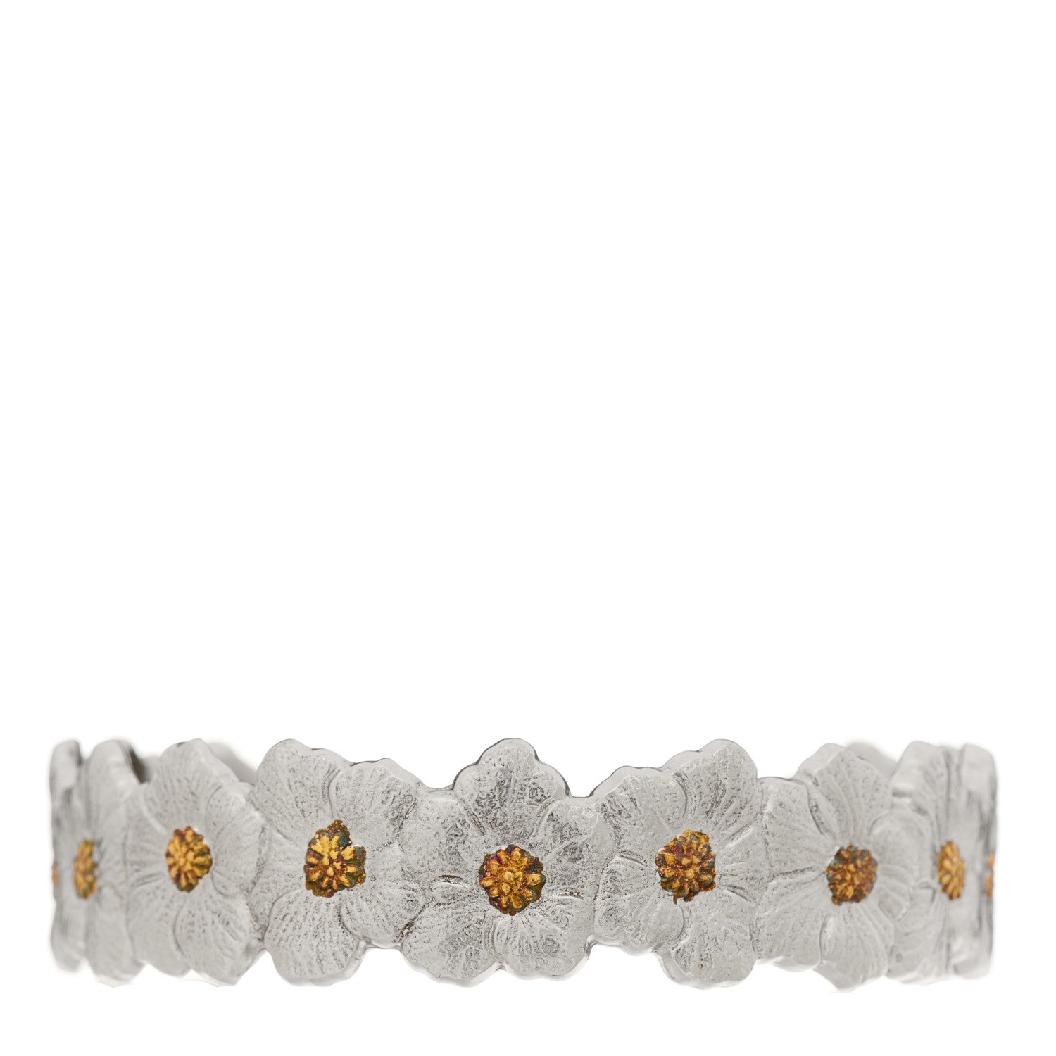 Buccellati Sterling Silver Vermeil Blossoms Daisy Narrow Cuff Bracelet 1 of 3