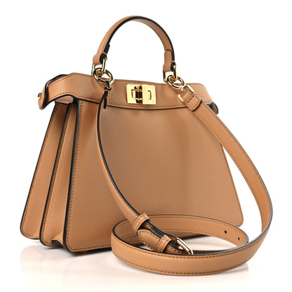 Fendi Vitello Seta Nappa Bi-Color Small Peekaboo I SEE U Satchel Miele Scuro Light Rose Ghianda 3 of 10