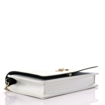 Christian Dior Patent Micro-Cannage Diorama Wallet on Chain Pouch White 4 of 10