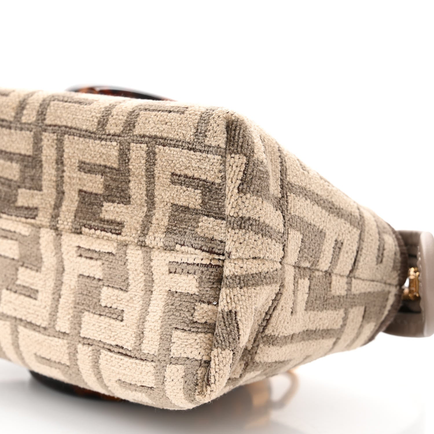 Fendi Chenille Vitello King Plexiglass FF Mini By The Way Top Handle Boston Bag Tortora Nuvola 10 of 11