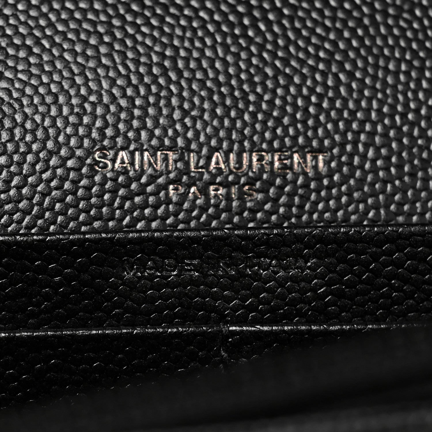 Saint Laurent Grain De Poudre Matelasse Chevron Monogram Chain Wallet Black 6 of 8