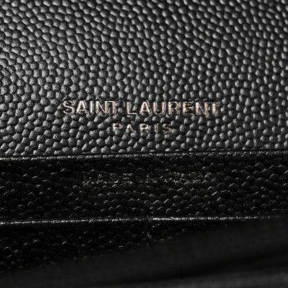 Saint Laurent Grain De Poudre Matelasse Chevron Monogram Chain Wallet Black 6 of 8
