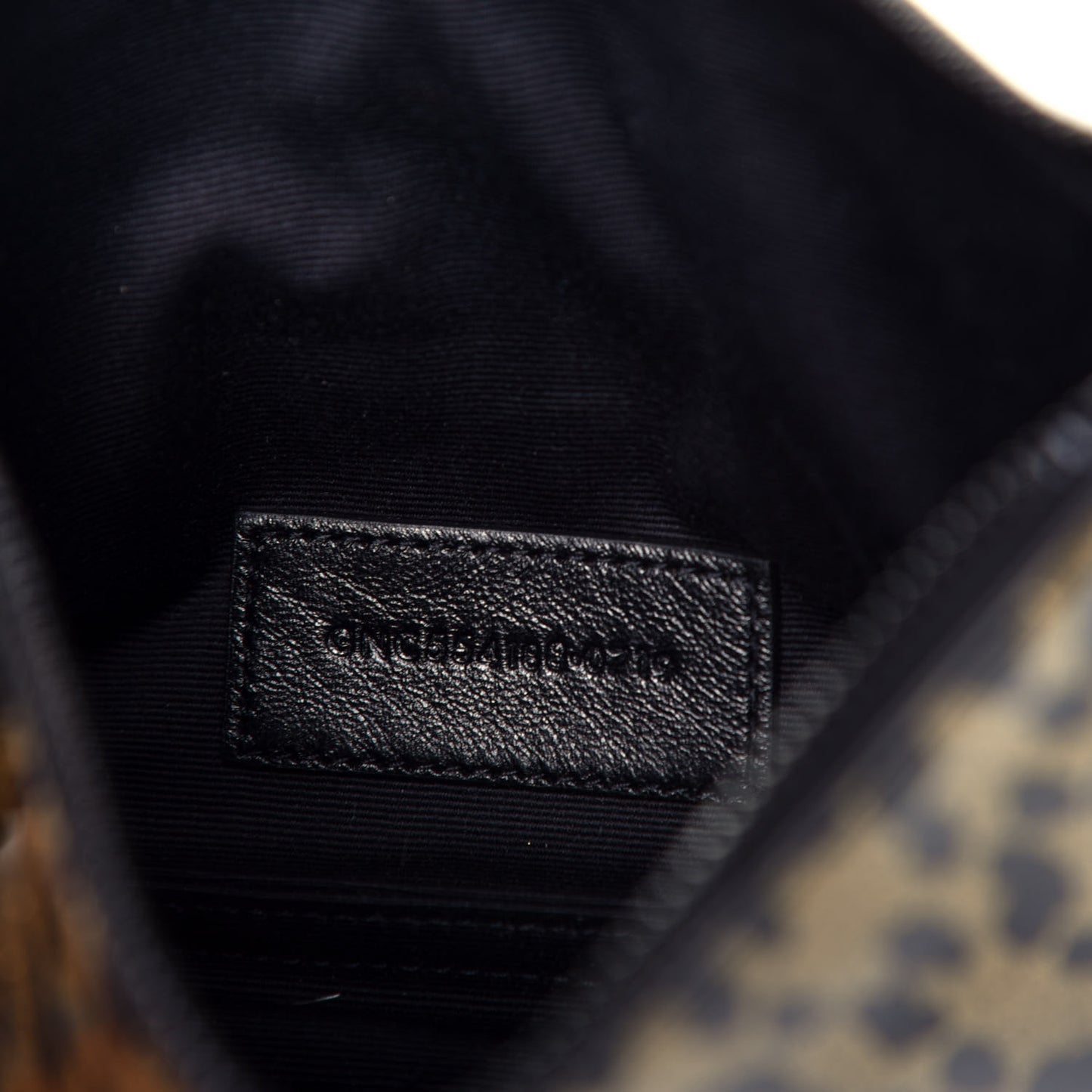 Patent Glitter Leopard Monogram Zip Pouch Gold Black