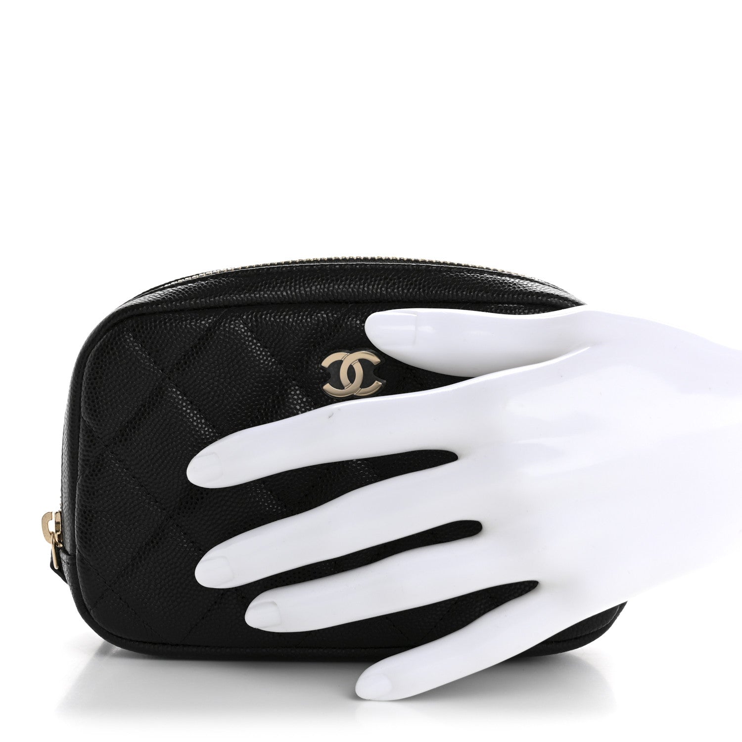 Chanel Caviar Quilted Small Curvy Pouch Cosmetic Case Black 2 of 7