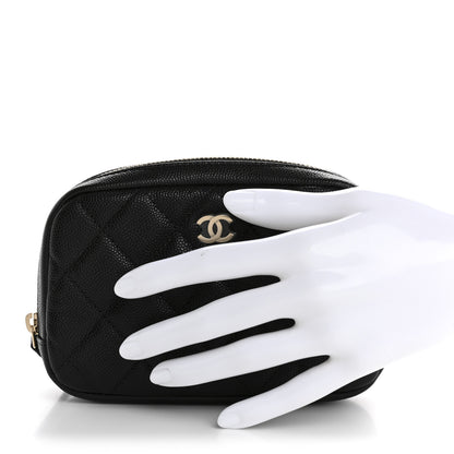 Chanel Caviar Quilted Small Curvy Pouch Cosmetic Case Black 2 of 7