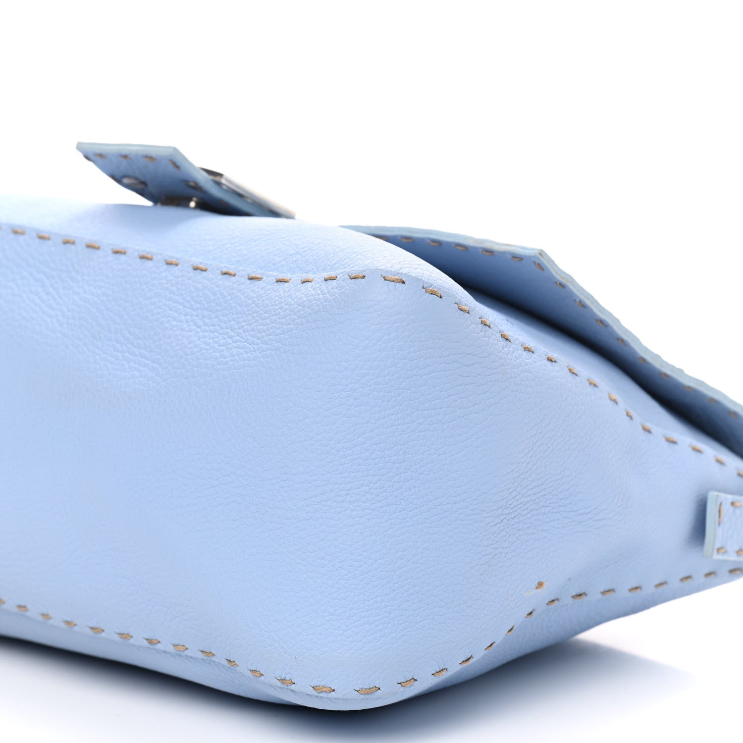 Fendi Calfskin Romano Selleria Forever Mama Baguette Sky Blue Latte 10 of 10
