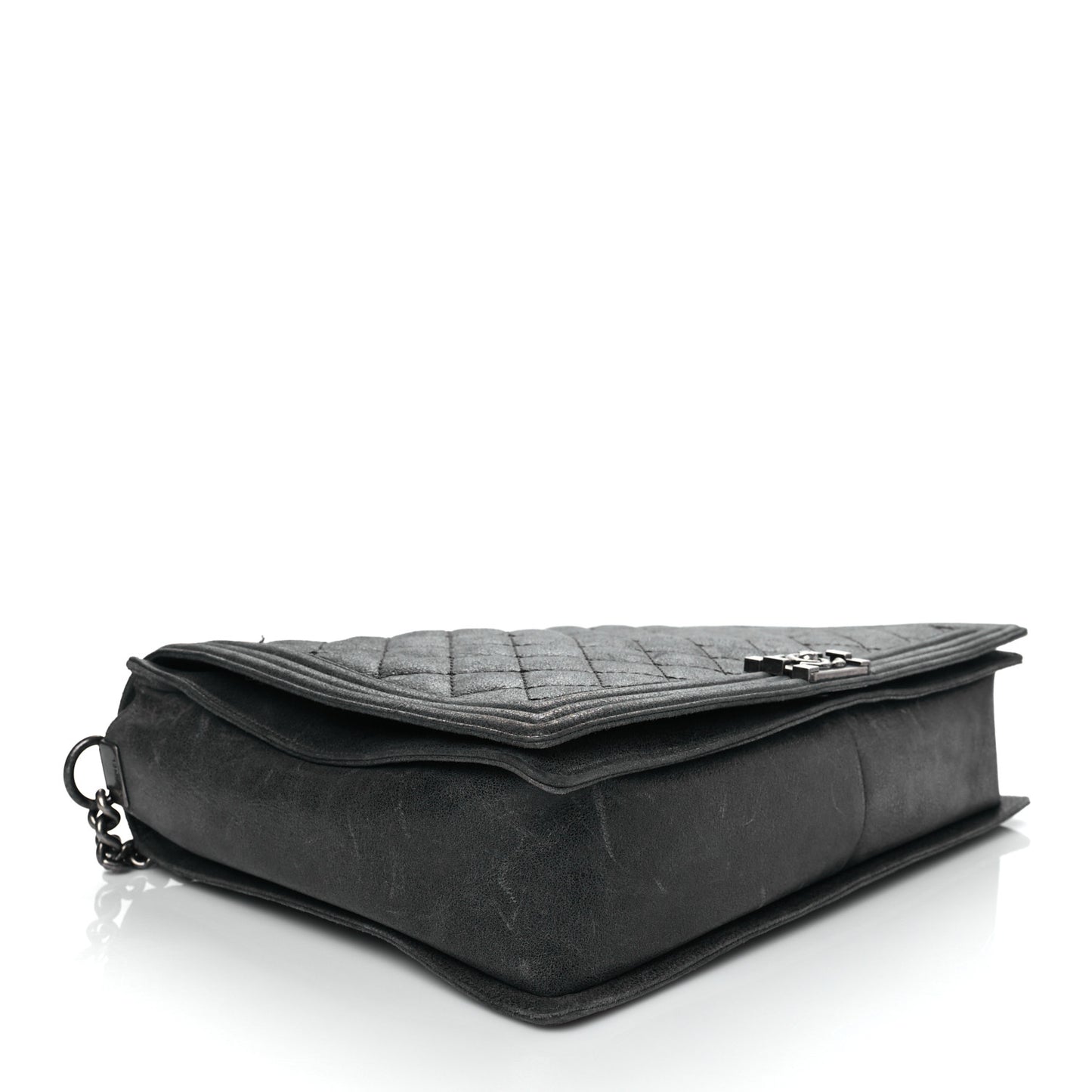 Goatskin Quilted Large Gentle Boy Flap Black