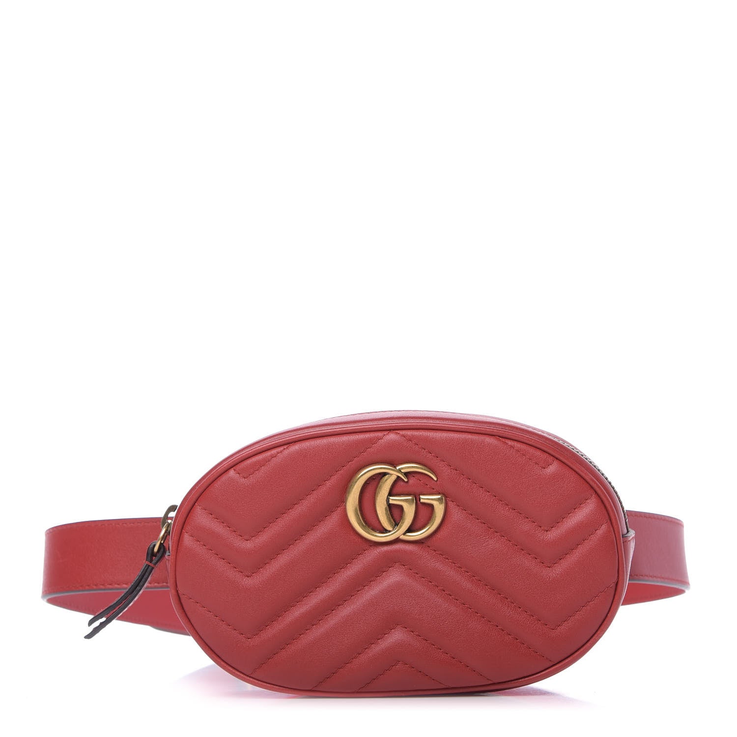 Gucci Calfskin Matelasse GG Marmont Belt Bag 85 34 Hibiscus Red 1 of 10