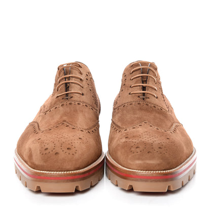Christian Louboutin Veau Velours Mens Charlie Me Flat Oxfords 44 Brown 2 of 8