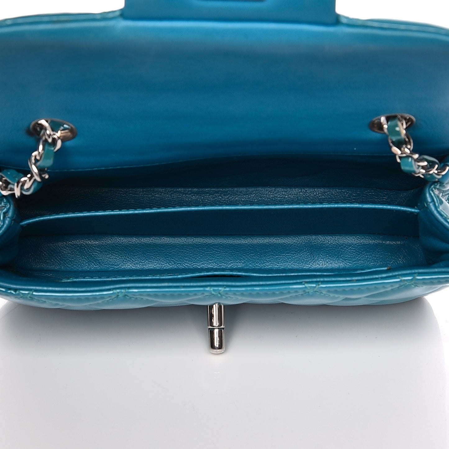 Patent Quilted Extra Mini Flap Blue