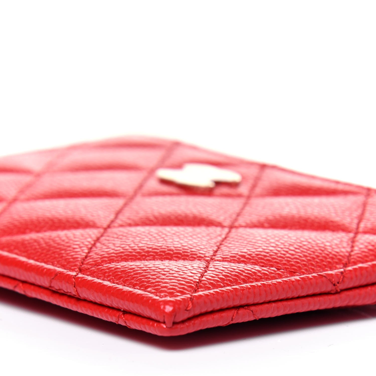 Chanel Caviar Quilted CC Zip Card Holder Red 9 of 11
