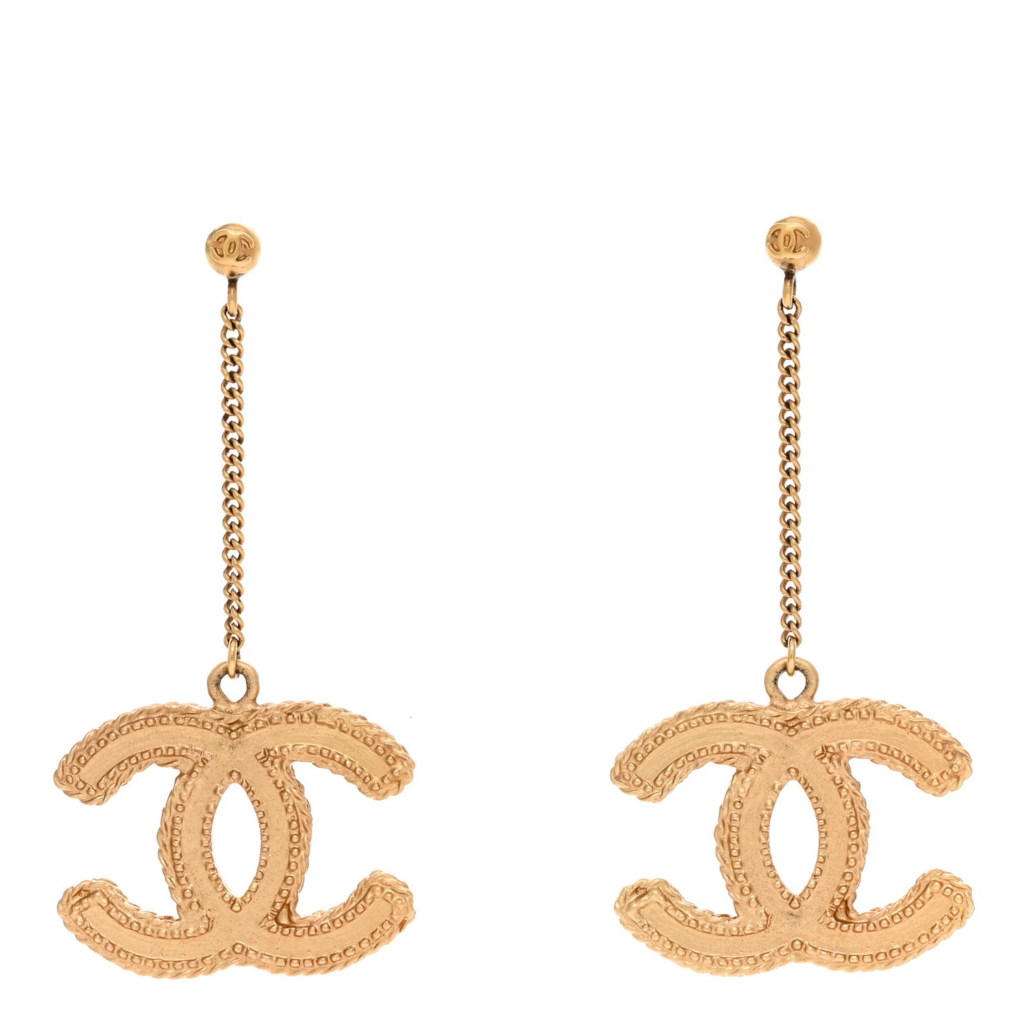 CC Drop Earrings Matte Gold