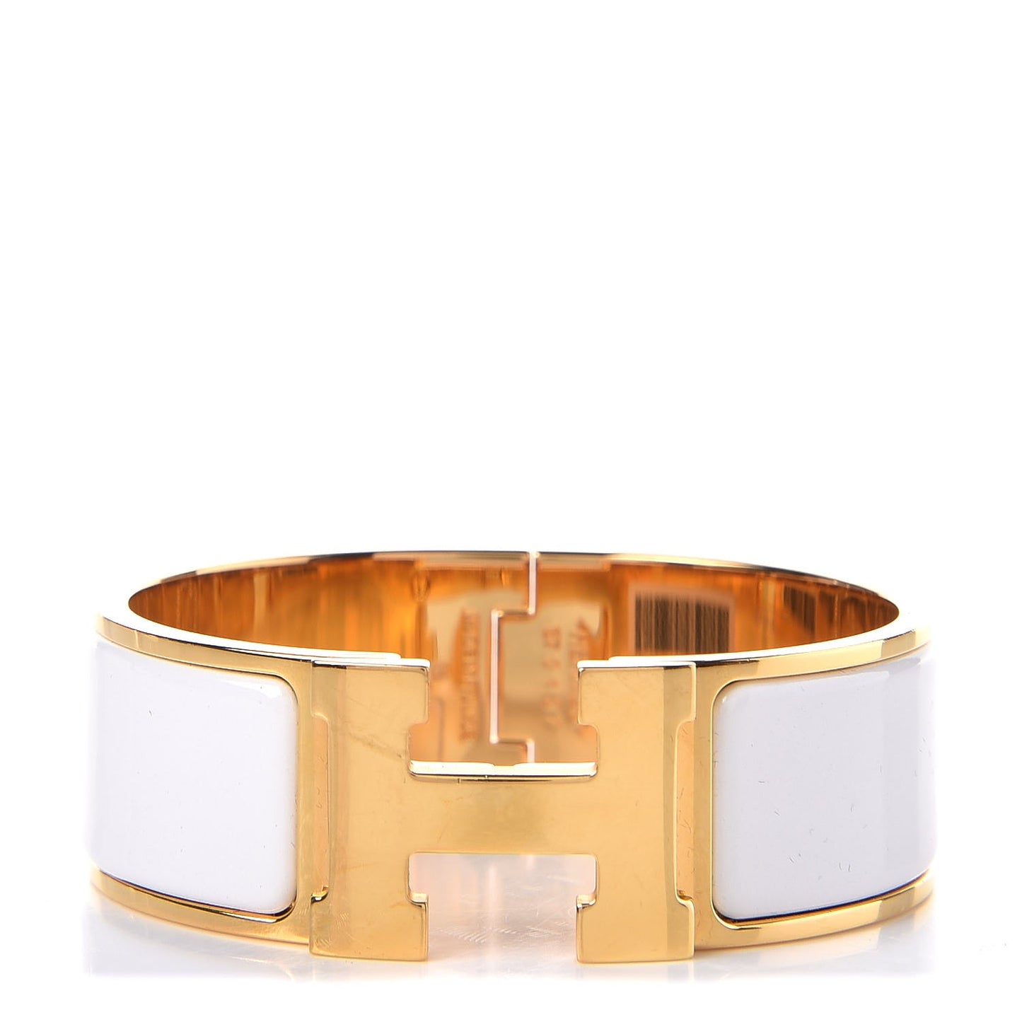 Enamel Wide Clic Clac H Bracelet PM White