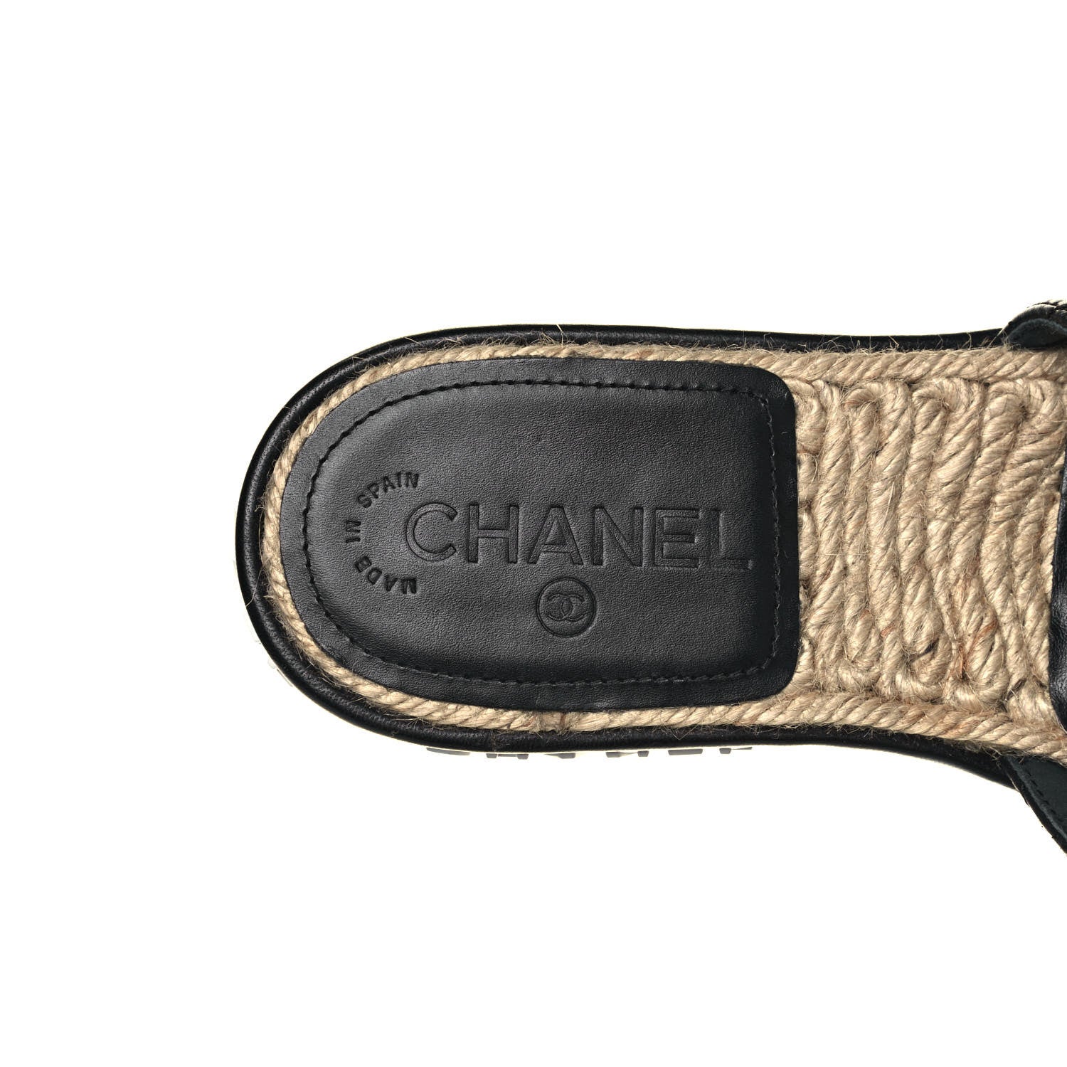 Chanel Lambskin Quilted CC Espadrille Slip On Sandals 38 Black 7 of 10