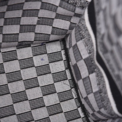 Christian Dior Canvas Embroidered Checkered Book Tote Black White 13 of 14
