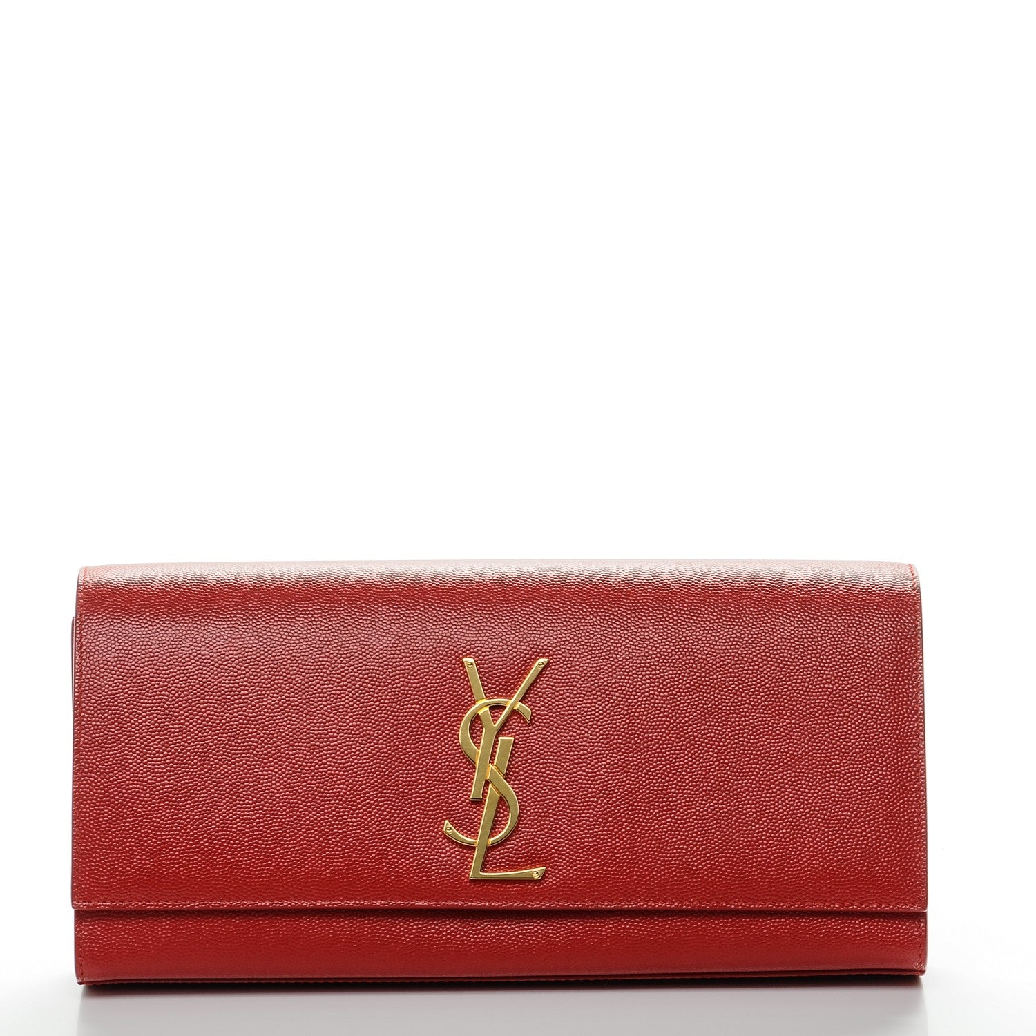 Saint Laurent Grain De Poudre Classic Monogram Clutch Red 1 of 6
