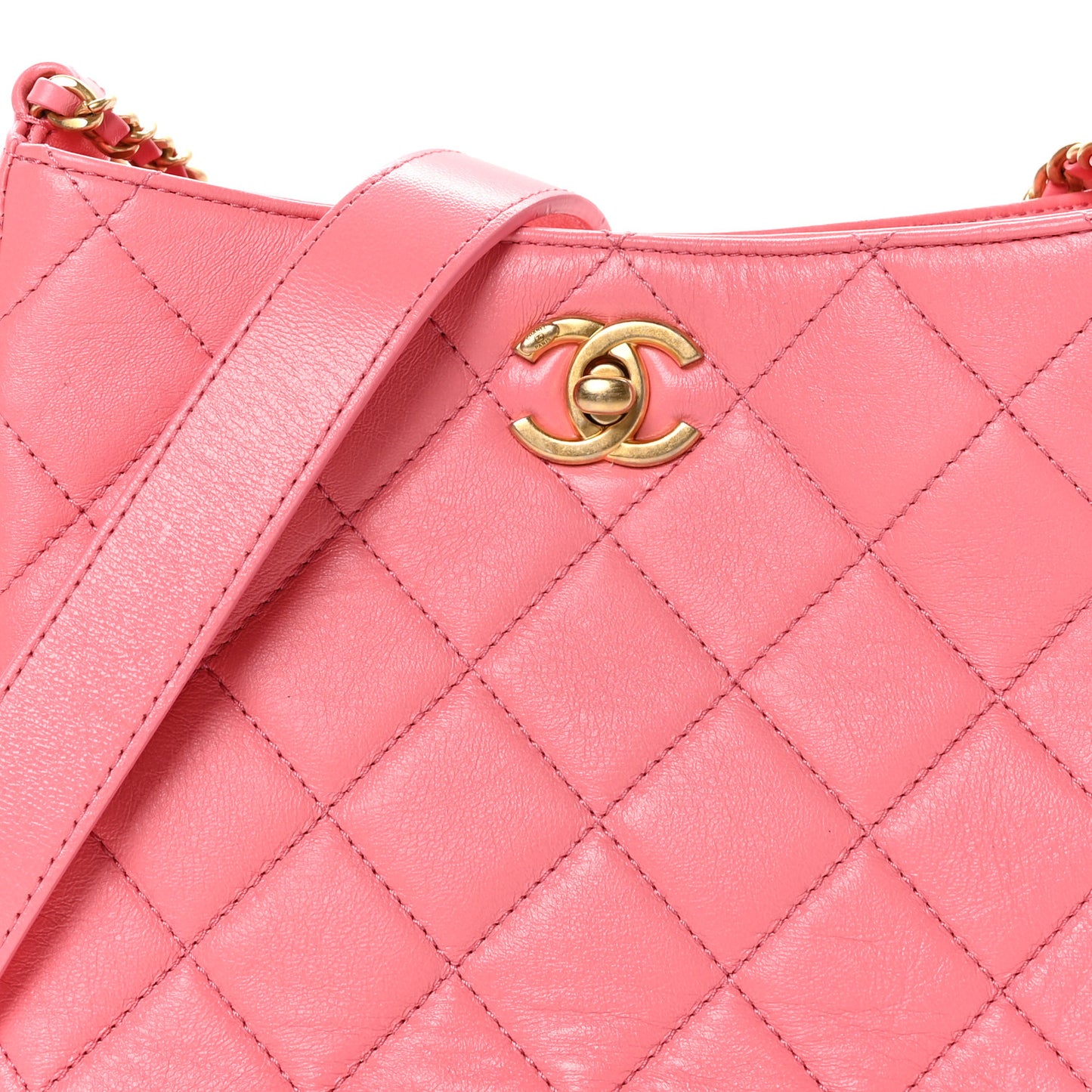Lambskin Quilted Multi Chain Hobo Pink