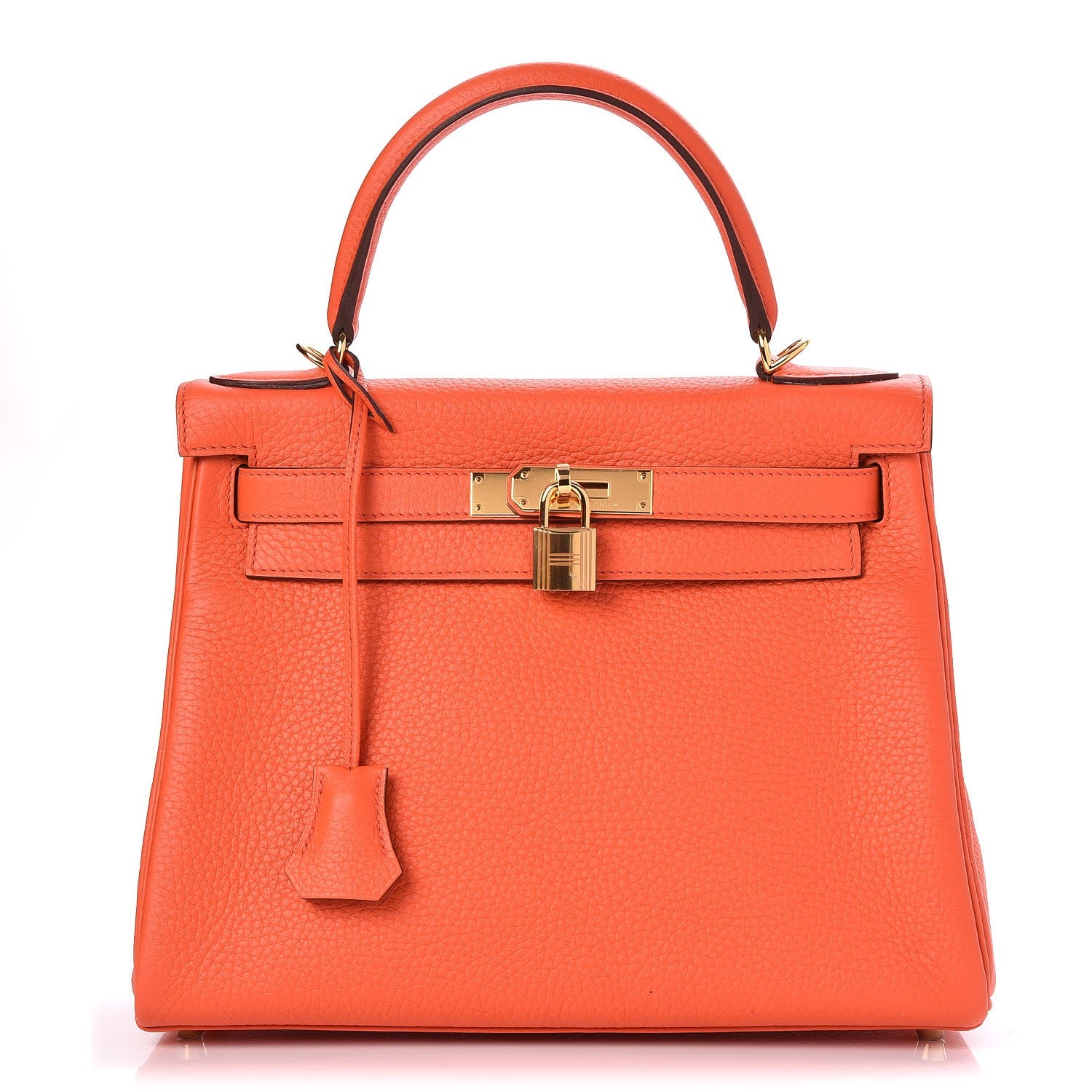 Hermes Taurillon Clemence Kelly Retourne 28 Orange Poppy 1 of 34