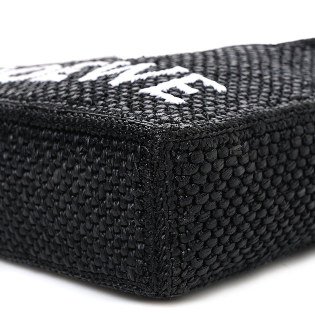 X PAULA'S IBIZA Raffia Mini Font Tote Black