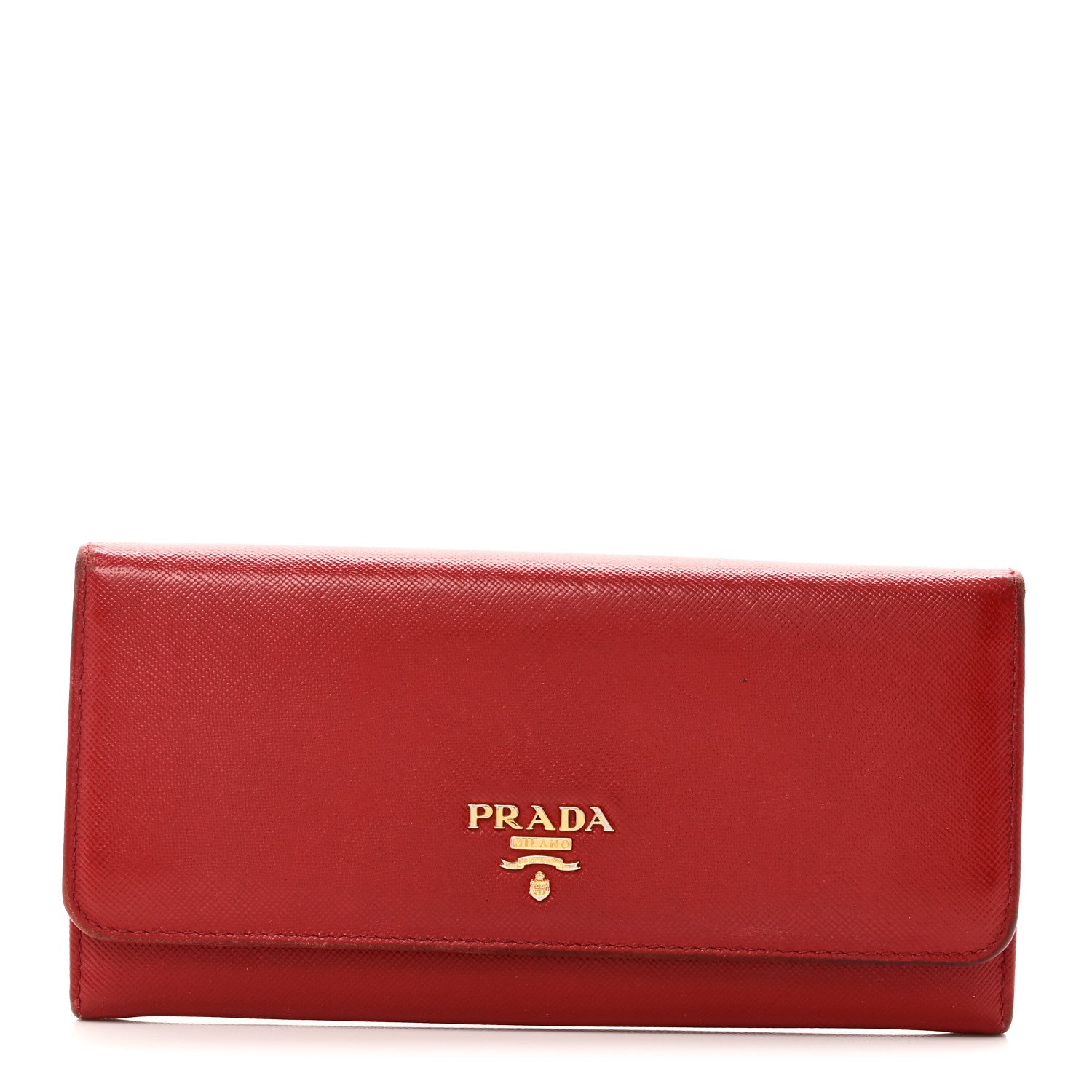 Prada Saffiano Metal Continental Flap Wallet Fuoco 5 of 9