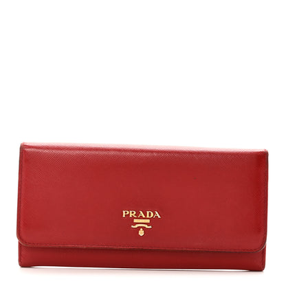 Prada Saffiano Metal Continental Flap Wallet Fuoco 5 of 9