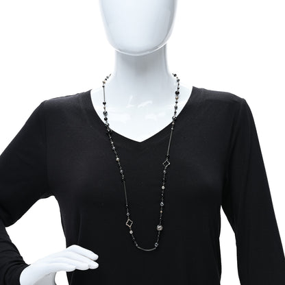 David Yurman Darkened Sterling Silver Black Onyx Hematite Quatrefoil Bead Chain Necklace 3 of 4