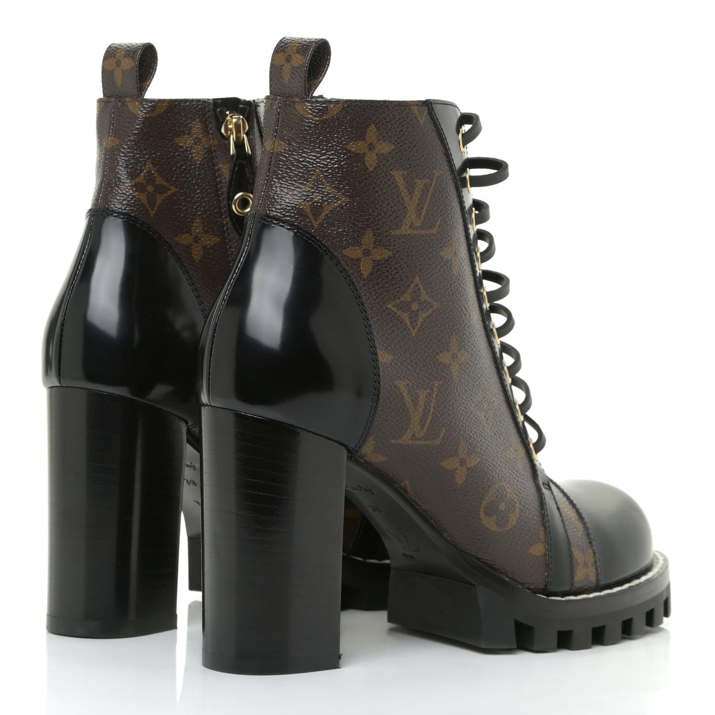 Patent Calfskin Monogram Star Trail Ankle Boots 39 Black