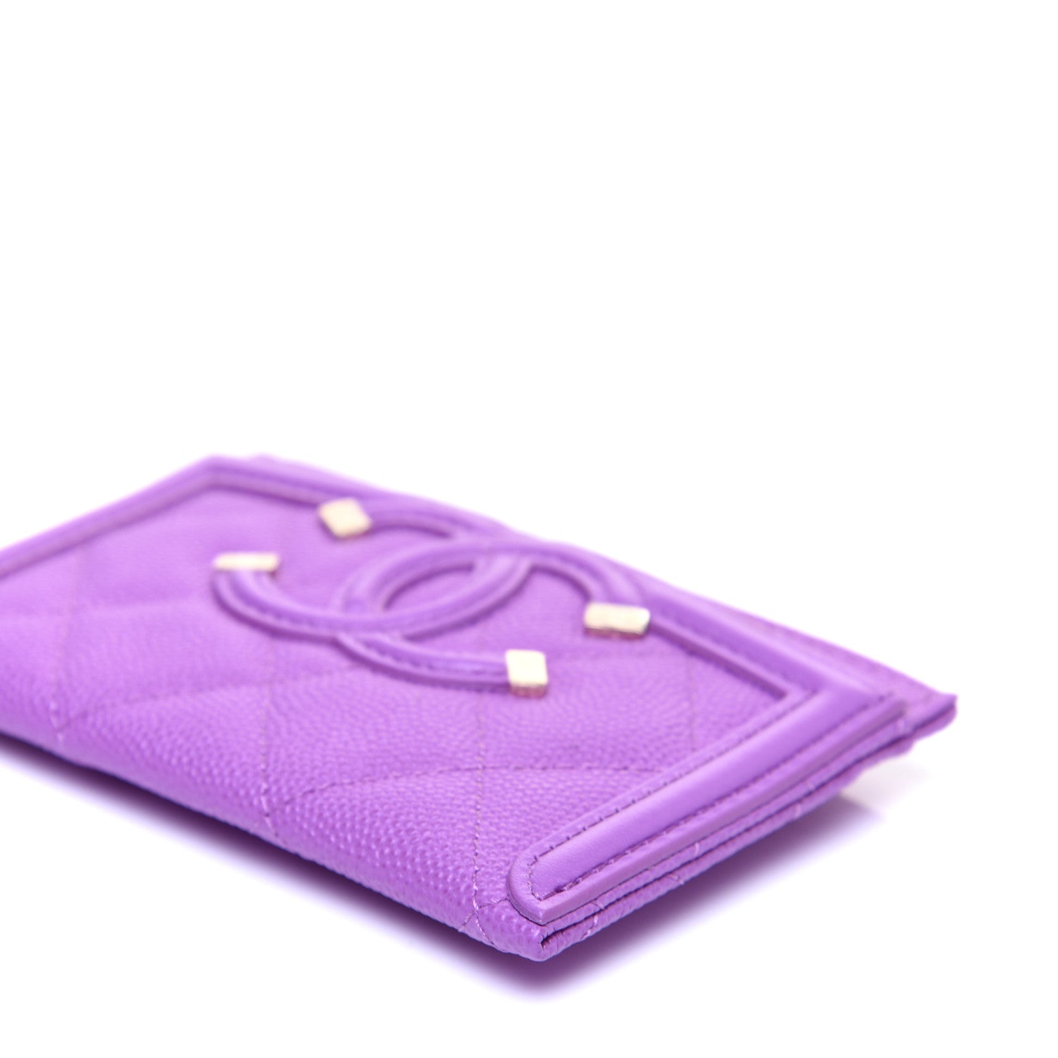 Chanel Caviar Quilted Filigree Card Holder Purple 5 of 9