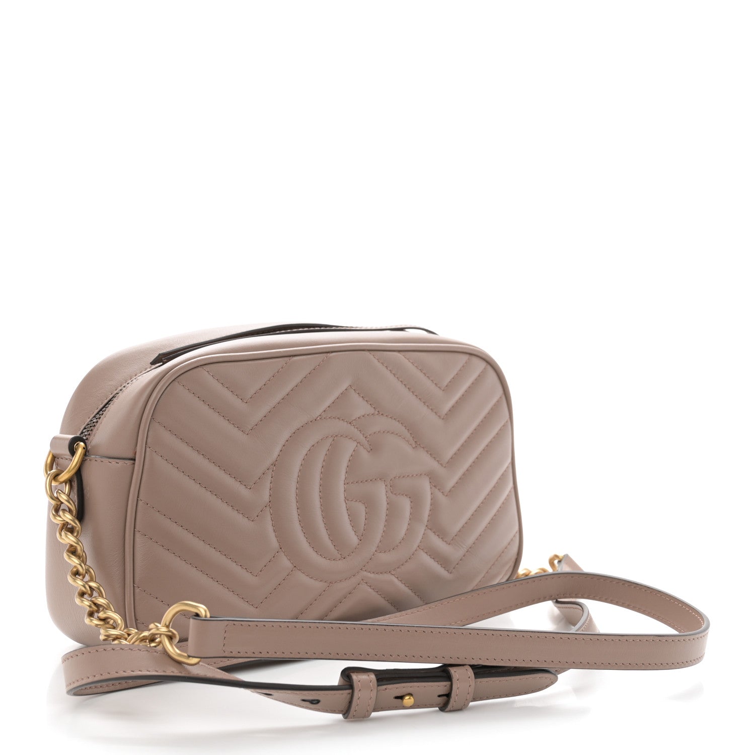 Gucci Calfskin Matelasse Small GG Marmont Chain Shoulder Bag Porcelain Rose 3 of 10