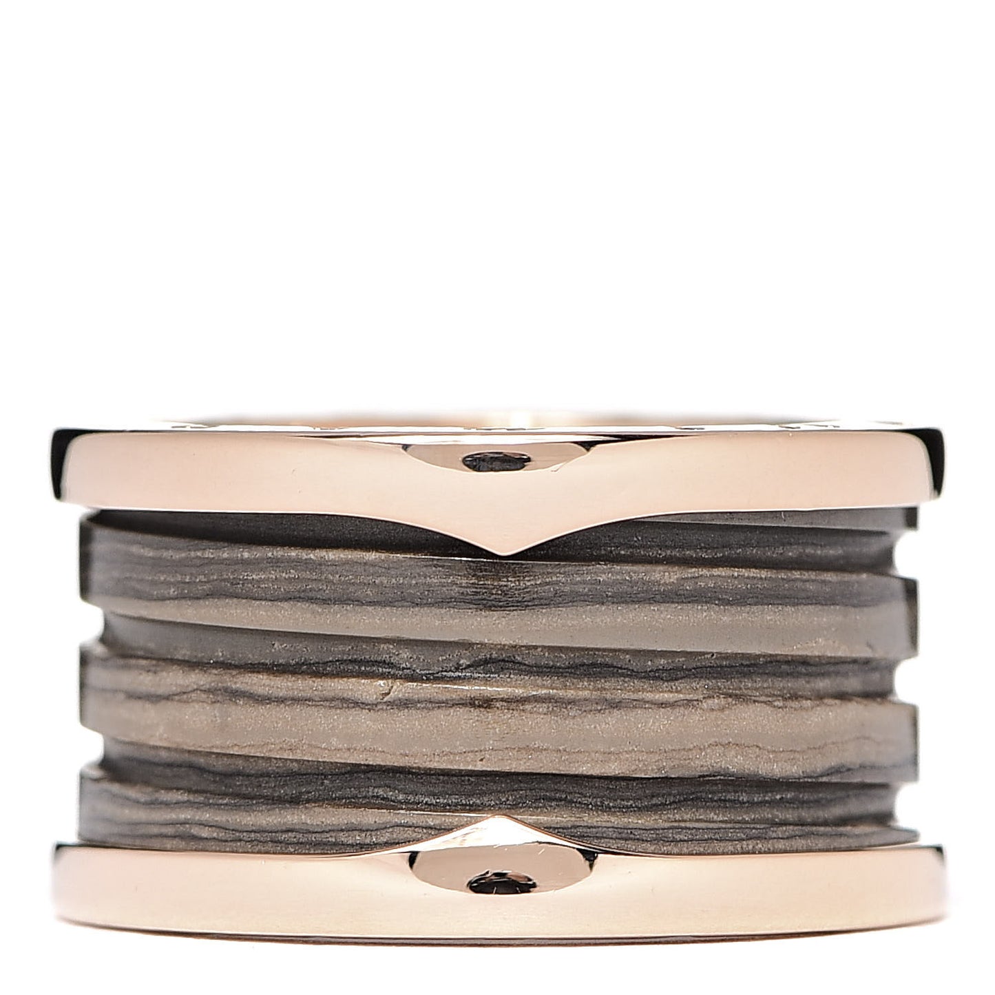 18K Rose Gold Brown Marble B.Zero1 Four-Band Ring 52 6
