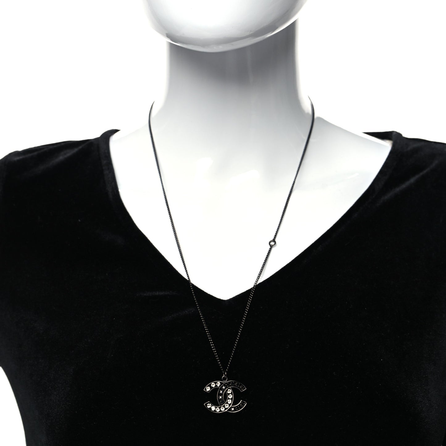 Ruthenium Crystal CC Necklace Black