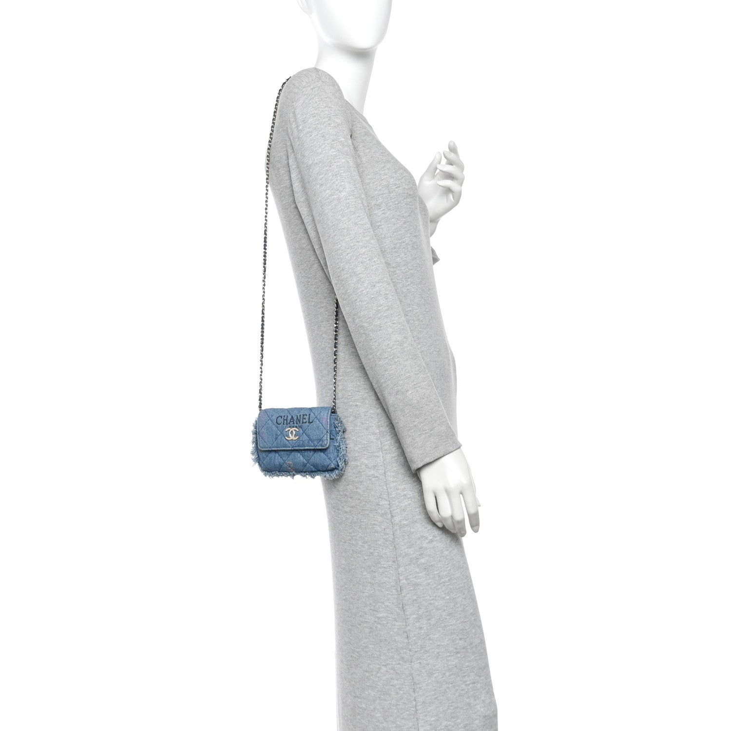 Chanel Denim Quilted Denim Mood Clutch With Chain Blue Multicolor 2 of 11