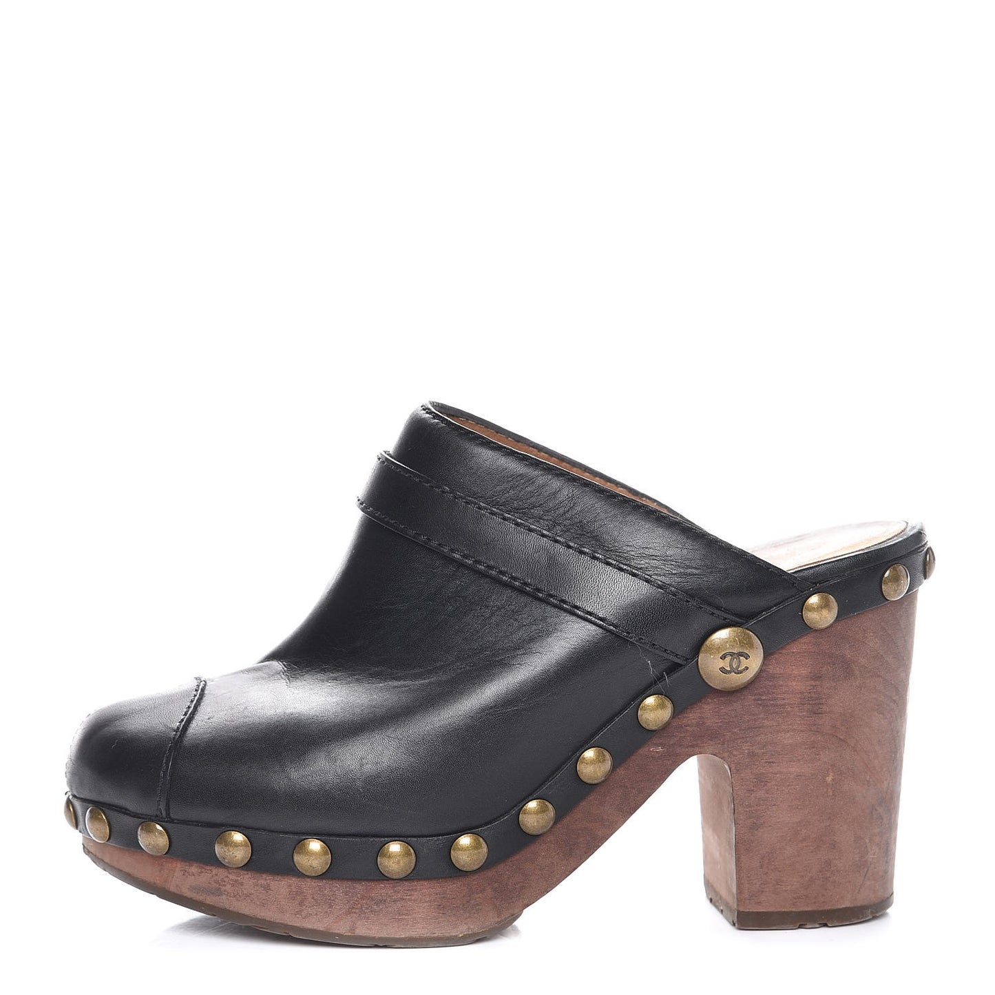 Calfskin Studded Clogs 35.5 Black