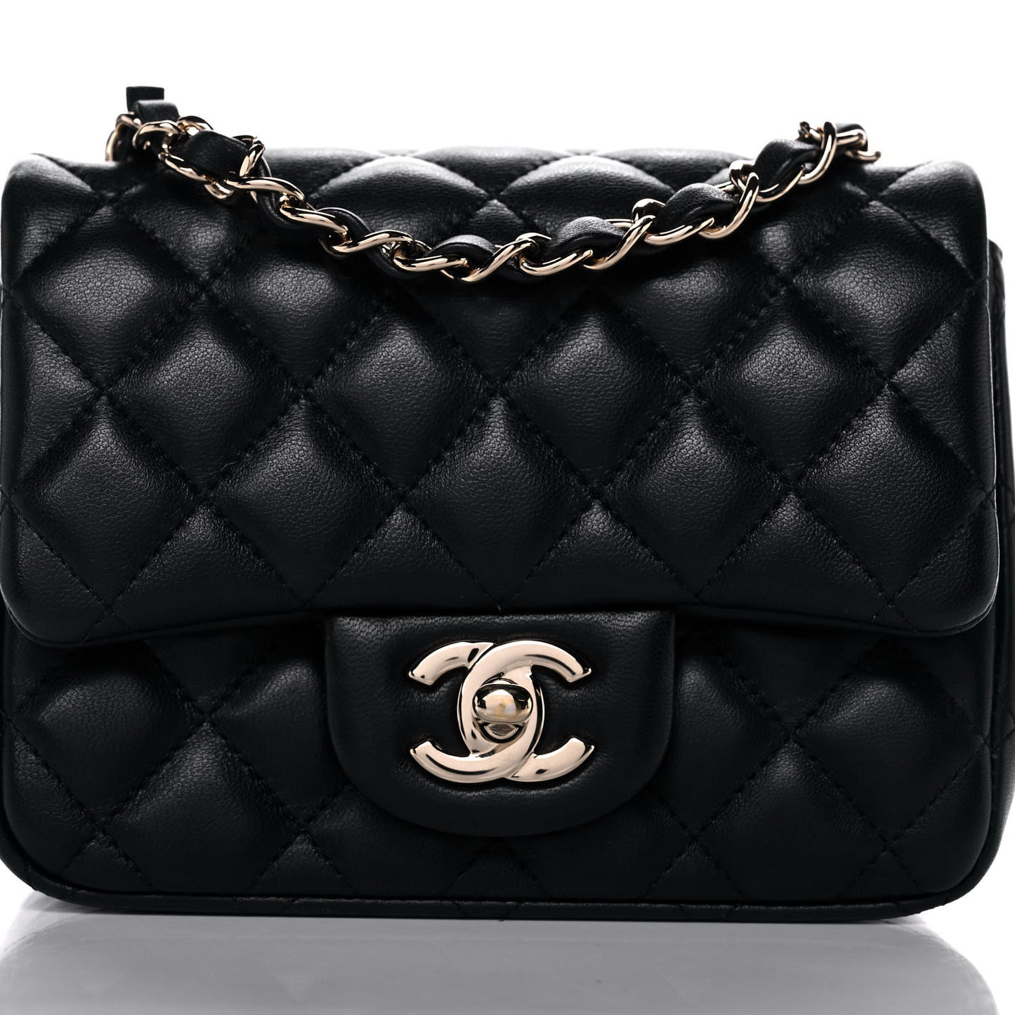 Lambskin Quilted Mini Square Flap Black