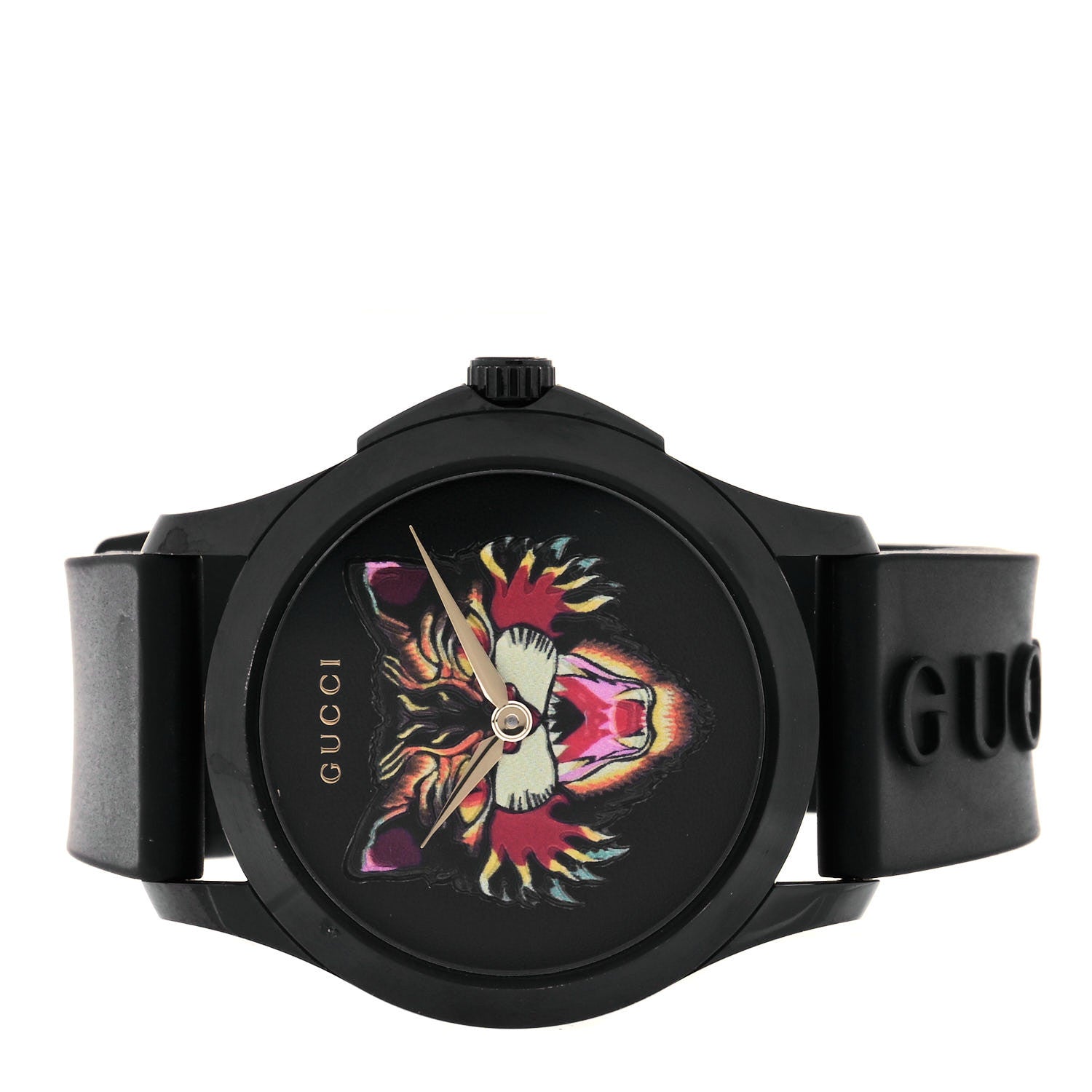 Gucci PVD Stainless Steel Rubber 38mm G-Timeless Angry Cat Quartz Watch Black 2 of 5