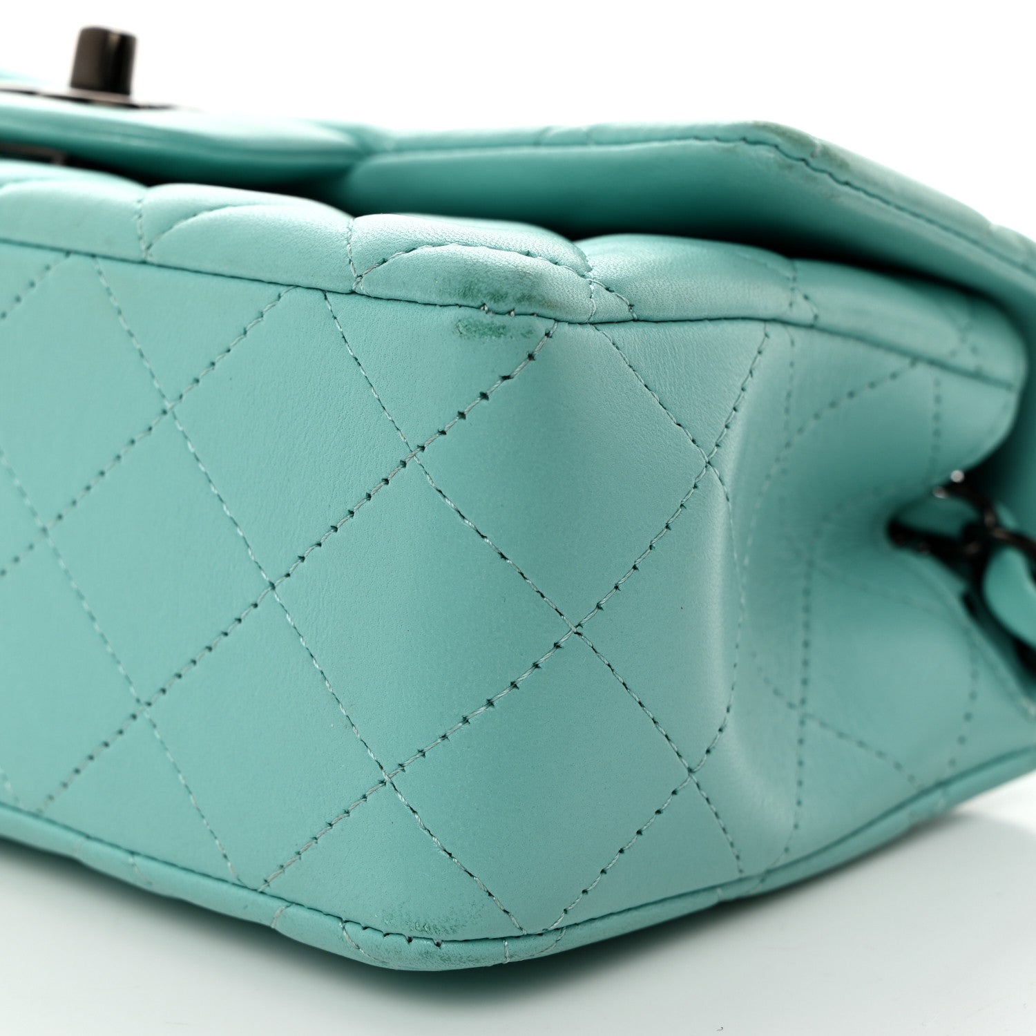 Chanel Lambskin Quilted Mini Rectangular Flap Turquoise 10 of 10